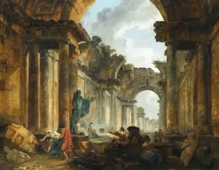 Panneaux Acryliques|Toiles Encadrées<Boutiques de musées Vue imaginaire de la grande galerie du Louvre en ruines (panneaux acryliques)